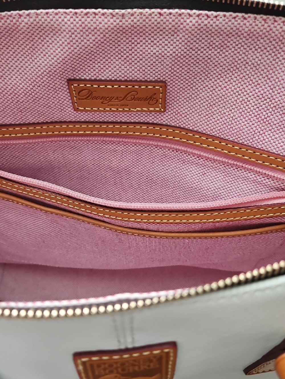 Dooney & Bourke Large Color Block White & Black Smooth Leather Tobi Tote - Picture 9 of 14